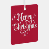 ミニマモダンリスト赤と白のクリスマス写真 メタルオーナメント (正面右)