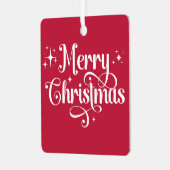 ミニマモダンリスト赤と白のクリスマス写真 メタルオーナメント (正面左)