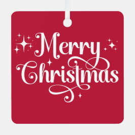 ミニマモダンリスト赤と白のクリスマス写真 メタルオーナメント