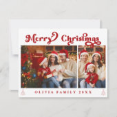 ミニマモダンリスト赤レトロクリスマスツーフォト シーズンカード (正面)
