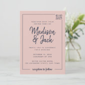 ミニマモダンリスト赤面とネイビー結婚ズ 招待状 (スタンド正面)