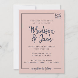 ミニマモダンリスト赤面とネイビー結婚ズ 招待状