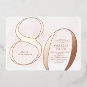 ミニマモダンリスト赤面バラ金ゴールド80歳の誕生日 箔招待状 (正面)