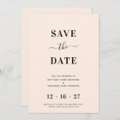 ミニマモダンリスト赤面ピンクウェディング日付を保存 セーブザデート (正面/裏面)