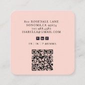 ミニマモダンリスト赤面ピンクハローQRコード スクエア名刺 (裏面)