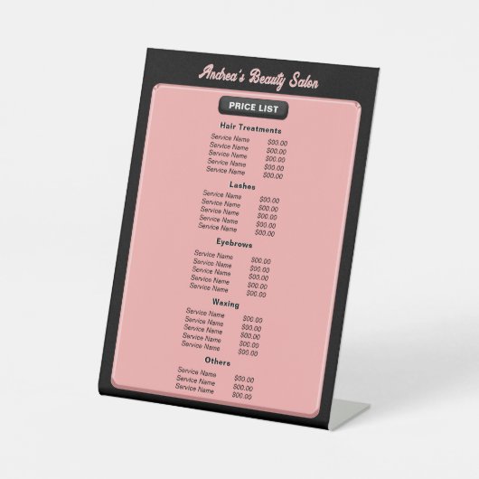 ミニマモダンリスト赤面ピンクプロフェッショナルサロン 台座サイン (正面)