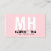 ミニマモダンリスト赤面ピンクモノグラム 名刺 (正面)