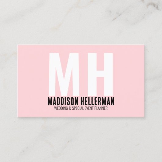ミニマモダンリスト赤面ピンクモノグラム 名刺 (正面)