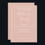 ミニマモダンリスト赤面&ホワ結婚イト 招待状<br><div class="desc">かわいらし，ミニマモダンリストとトレンディーウェディング招待機能赤面ピンクの背景と白いカスタマイズ可能な文字ブロックのフォントモダン</div>