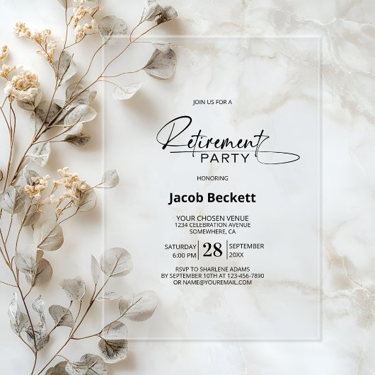 ミニマモダンリスト退職パーティー アクリル招待状