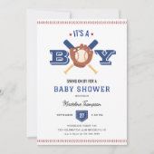 ミニマモダンリスト野球選手が赤ちゃんシャワーを浴びる 招待状 (正面)