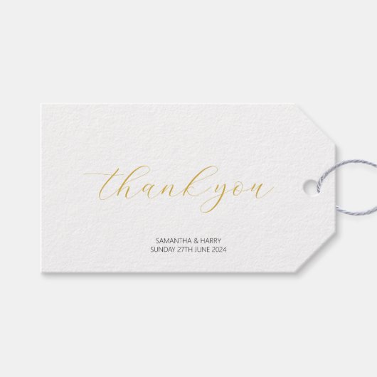 ミニマモダンリスト金ゴールドありがとうお結婚客様のギフトラベル ギフトタグ (正面(横))