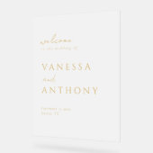 ミニマモダンリスト金ゴールドの結婚歓迎フロステッド アクリルサイン (傾斜)