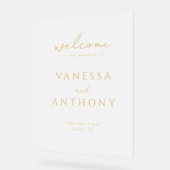 ミニマモダンリスト金ゴールドの結婚歓迎フロステッド アクリルサイン (傾斜)