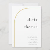 ミニマモダンリスト金ゴールドアーチ結婚白黒 招待状 (正面)