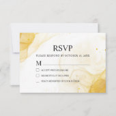 ミニマモダンリスト金ゴールドウェディングRSVPカード サンキューカード (正面)
