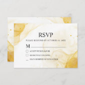 ミニマモダンリスト金ゴールドウェディングRSVPカード サンキューカード (正面/裏面)
