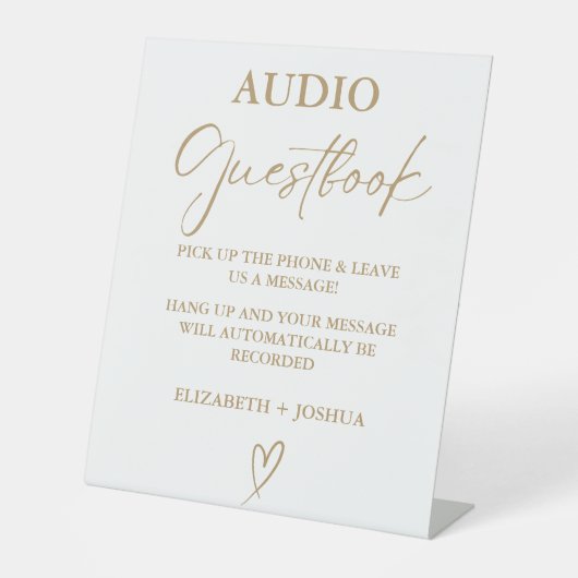 ミニマモダンリスト金ゴールドオーディオゲストブックサイン 台座サイン (正面)