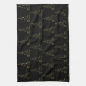 ミニマモダンリスト金ゴールドクリスマスツリーブラック キッチンタオル (縦)