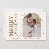 ミニマモダンリスト金ゴールドクリスマスフォトアーク シーズンカード (正面)