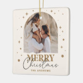 ミニマモダンリスト金ゴールドクリスマスフォトアーク セラミックオーナメント (左)