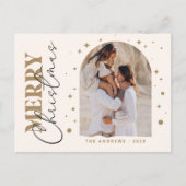 ミニマモダンリスト金ゴールドクリスマスフォトアーク ポストカード (正面)