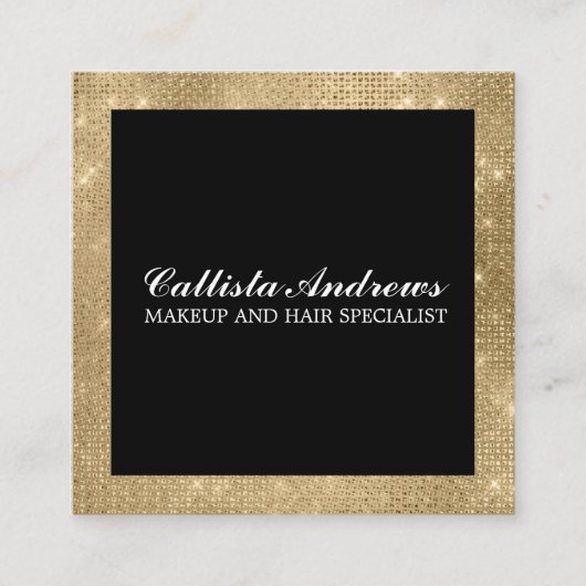 ミニマモダンリスト金ゴールドグリッターシンプルメイクアップ スクエア名刺 (正面)