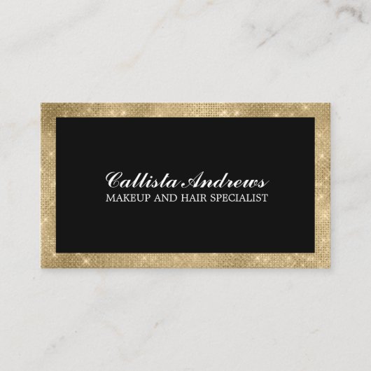 ミニマモダンリスト金ゴールドグリッターシンプルメイクアップ 名刺 (正面)