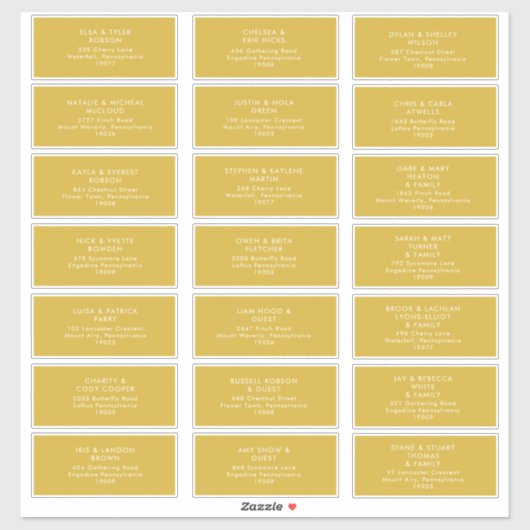 ミニマモダンリスト金ゴールドゲスト住所 シール (シート)