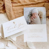 ミニマモダンリスト金ゴールドスクリプト写真バプテスマ サンキューカード