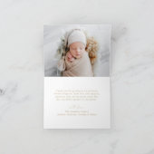 ミニマモダンリスト金ゴールドスクリプト写真バプテスマ サンキューカード (内部)