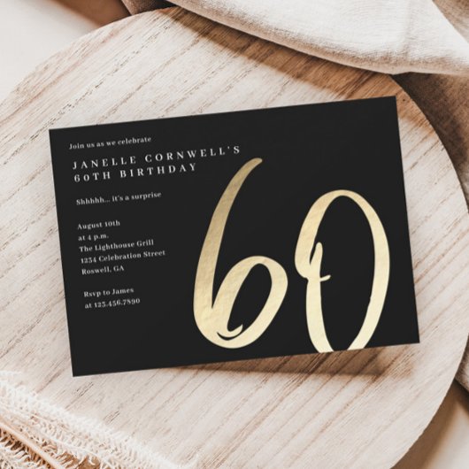 ミニマモダンリスト金ゴールドタイプ60誕生日 マグネット招待状