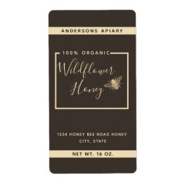 ミニマモダンリスト金ゴールドハニービーはちみつ瓶ラベル ラベル