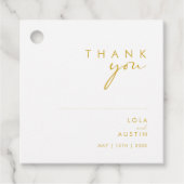 ミニマモダンリスト金ゴールドフォントありがとうメッセージカード フェイバータグ (正面)