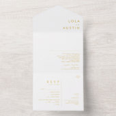 ミニマモダンリスト金ゴールドフォントすべて1つの招待状 オールインワン招待状 (内側)