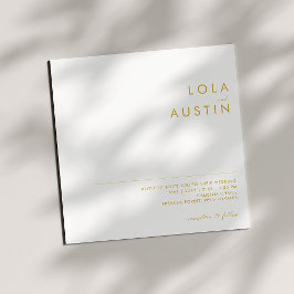 ミニマモダンリスト金ゴールドフォントスクエア結婚ズ 招待状