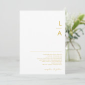 ミニマモダンリスト金ゴールドフォントモノグラ結婚ムの 招待状 (スタンド正面)