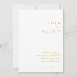 ミニマモダンリスト金ゴールドフォント写真 招待状