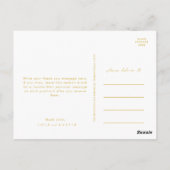 ミニマモダンリスト金ゴールドフォント結婚の感謝 ポストカード (裏面)