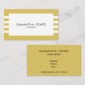 ミニマモダンリスト金ゴールドホワイトストライプフリーランサー 名刺 (正面/裏面)