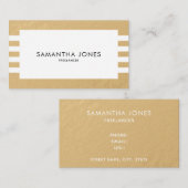 ミニマモダンリスト金ゴールドホワイトストライプフリーランサー 名刺 (正面/裏面)