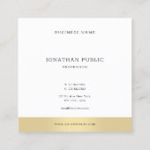 ミニマモダンリスト金ゴールドホワイトプロフェッショナルエレガント スクエア名刺 (裏面)