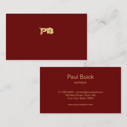 ミニマモダンリスト金ゴールドレッドプロフェッショナル 名刺 (正面/裏面)