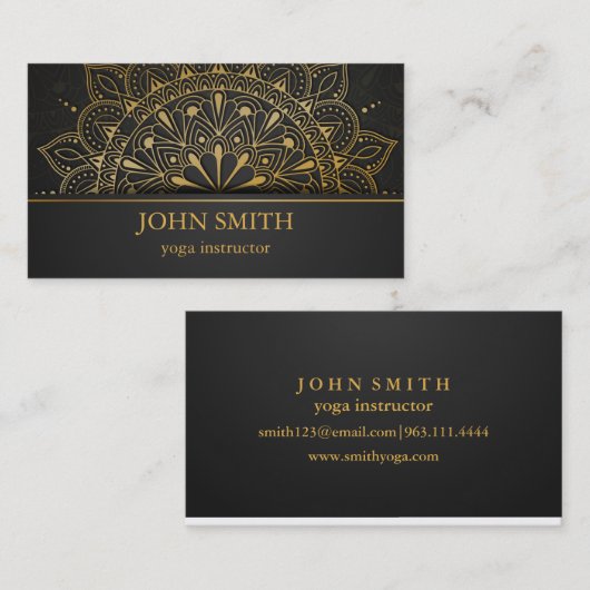 ミニマモダンリスト金ゴールドロータスヨガインストラクター 名刺 (正面/裏面)