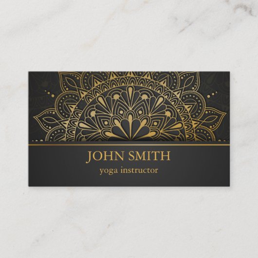 ミニマモダンリスト金ゴールドロータスヨガインストラクター 名刺 (正面)