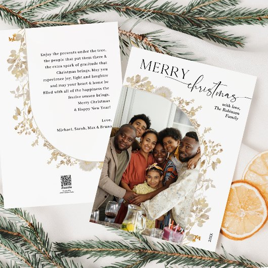 ミニマモダンリスト金ゴールド写真メリークリスマス シーズンカード