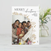 ミニマモダンリスト金ゴールド写真メリークリスマス シーズンカード (スタンド正面)