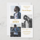 ミニマモダンリスト金ゴールド写真卒業パーティー 招待状 (裏面)