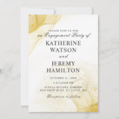 ミニマモダンリスト金ゴールド婚約パーティ 招待状 (正面)