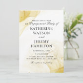 ミニマモダンリスト金ゴールド婚約パーティ 招待状 (スタンド正面)